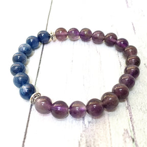 Bracelet en cyanite et améthyste - Apaisement et Intuition