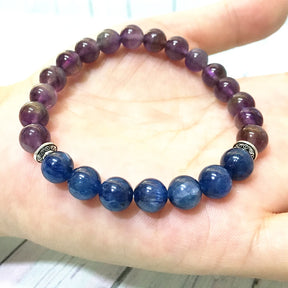 Bracelet en cyanite et améthyste - Apaisement et Intuition