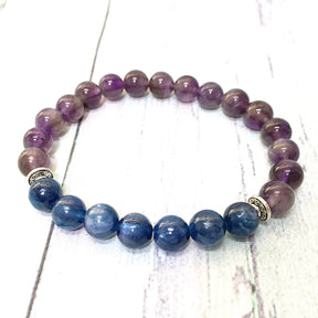 Bracelet en cyanite et améthyste - Apaisement et Intuition