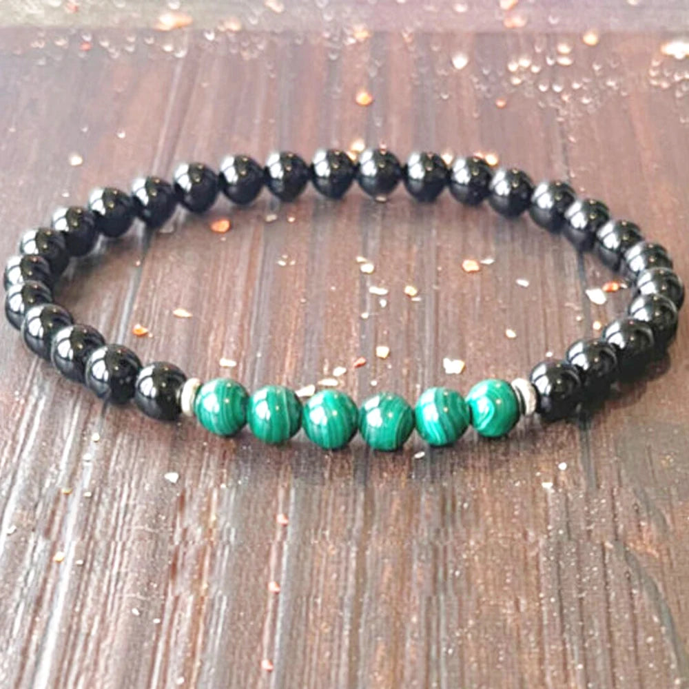 Bracelet En Tourmaline Et Malachite