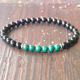 Bracelet en tourmaline et malachite - Protection et Vitalité