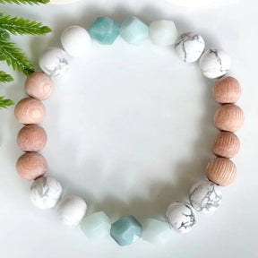 Bracelet Bois, Amazonite et Howlite - Harmonie et Communication